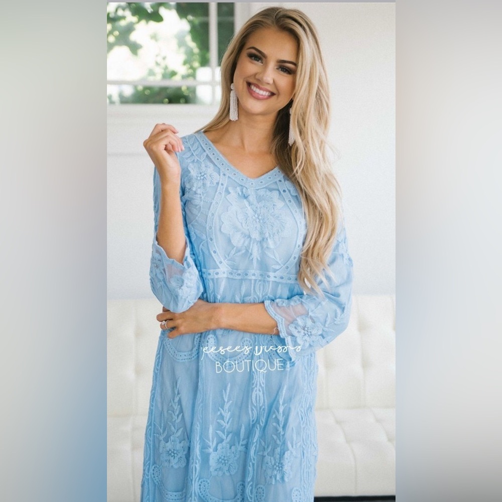 Orange Creek Blue Bell Sleeve Sundress Size M/L